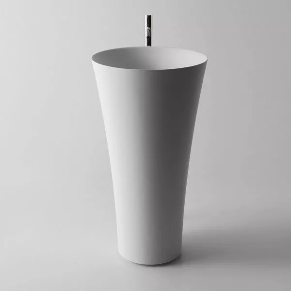 antoniolupi TUBAMOOD freistehendes Waschbecken, D:50,4cm, H:90cm, weiß matt, Ablaufgarnitur weiß matt-TUBAMOOD