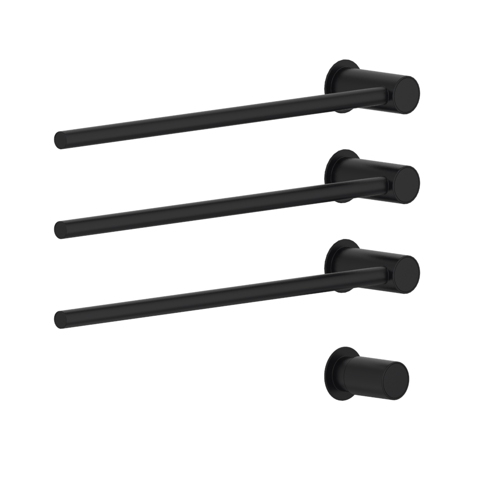 vola T39EL/3 Unterputz-Handtuchwärmer für Elektroanschluss, Breite:555mm, mit 3 Heizstäben Abstand:150mm, Kabellänge: 3m, schwarz matt-T39EL/3/150-27