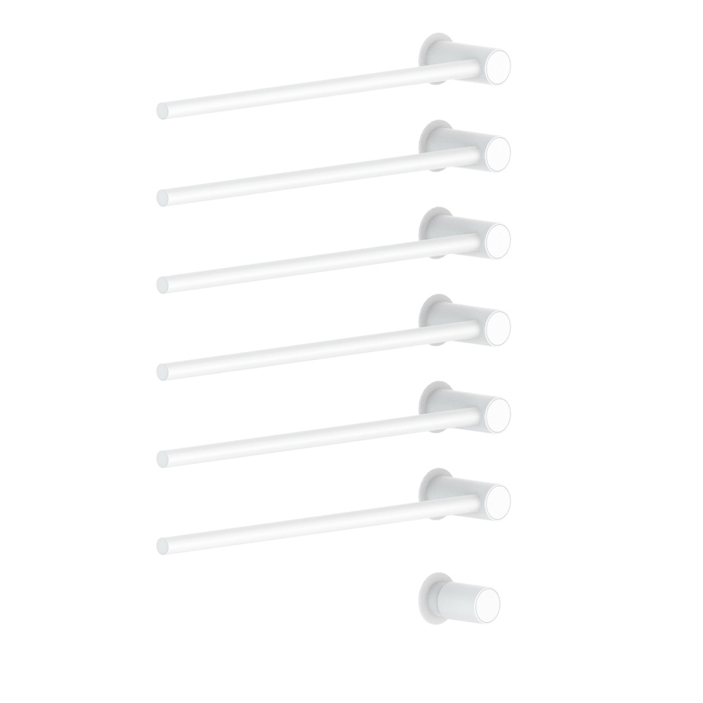 vola T39EL/6 Unterputz-Handtuchwärmer für Elektroanschluss, Breite: 555mm, mit 6 Heizstäben, inklusive Einbauteil, weiß matt - T39EL/6-28