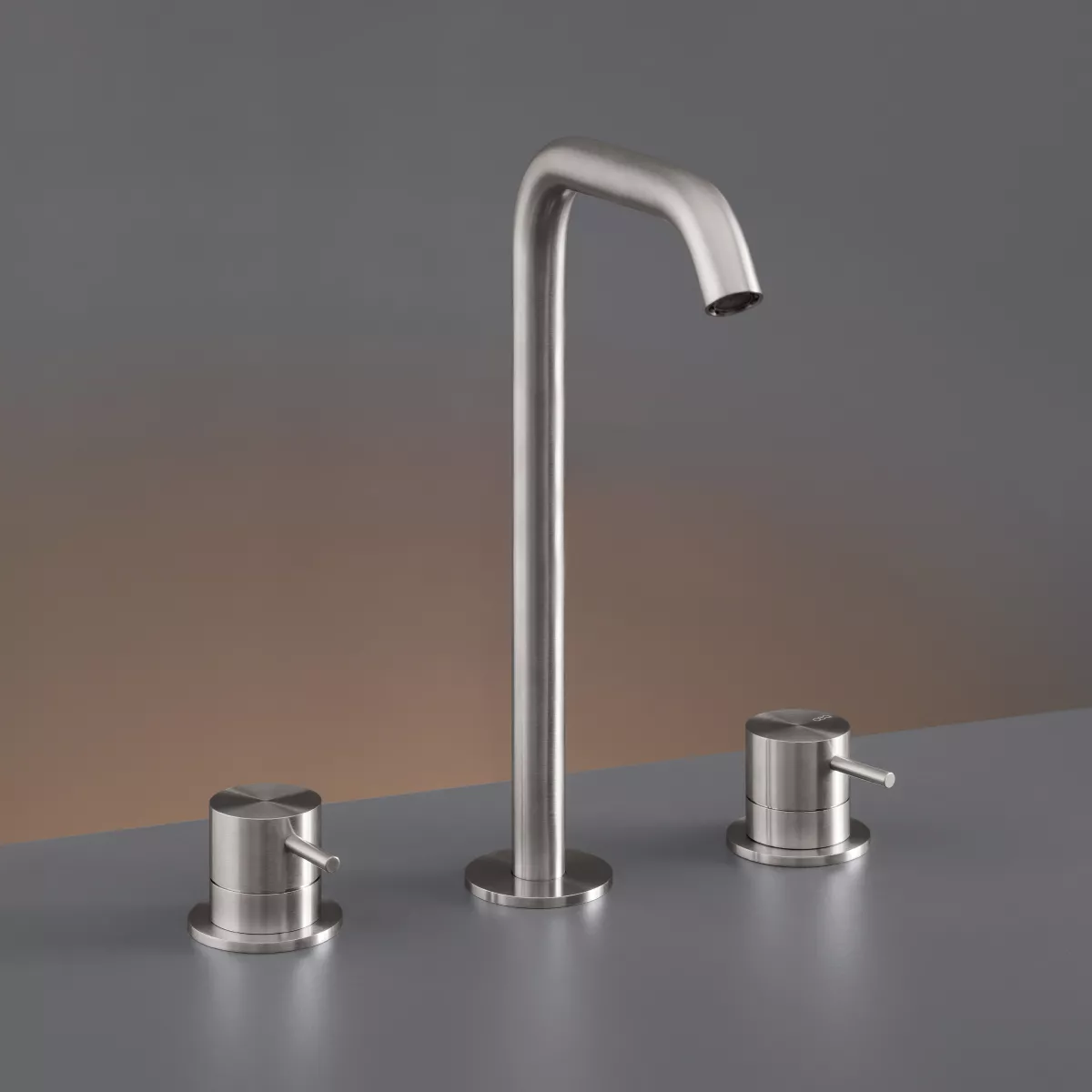 cea MIL 79 Dreiloch-Zweigriffmischer mit Schwenkauslauf , H:280mm, edelstahl satiniert-MIL79S