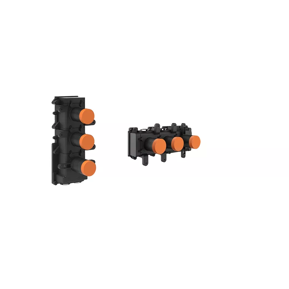 Gessi Unterputzkörper für 2-Wege-Thermostat zur Wandmontage, 3/4 Anschluss, Thermostatkartusche, Keramik-Ventile und Rückflussverhinderer, chrom - 09264031