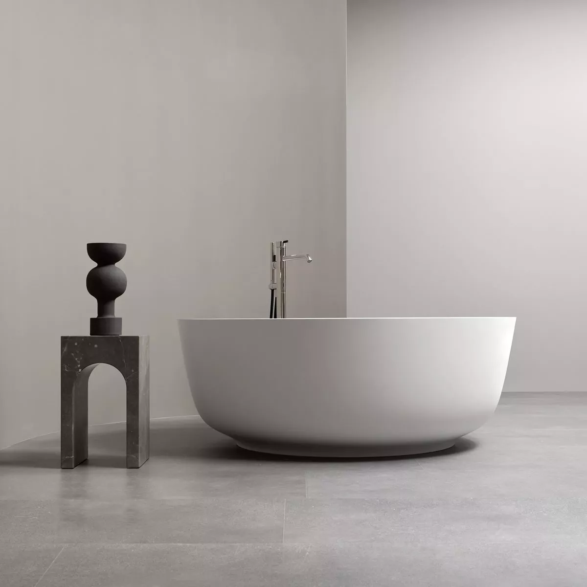 antoniolupi ORION freistehende Badewanne aus Cristalplant®, Durchmesser: 135cm, Höhe: 50cm, weiß matt - ORION135