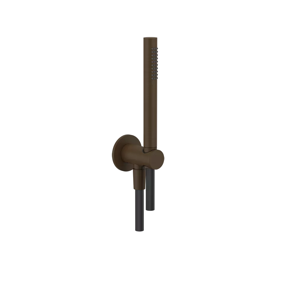 Gessi ANELLO Brause-Set zur Wandmontage, mit Halterung, Schlauch 1,50m, Wandanschlussbogen und Antikalk-Handbrause, 1/2 Anschluss, dunkles bronze - 63329845