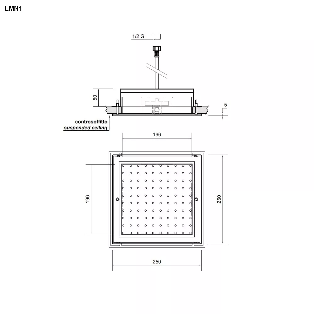 antoniolupi LMN 1_A modulare Decken-Einbaukopfbrause, edelstahl poliert-LMN1_A