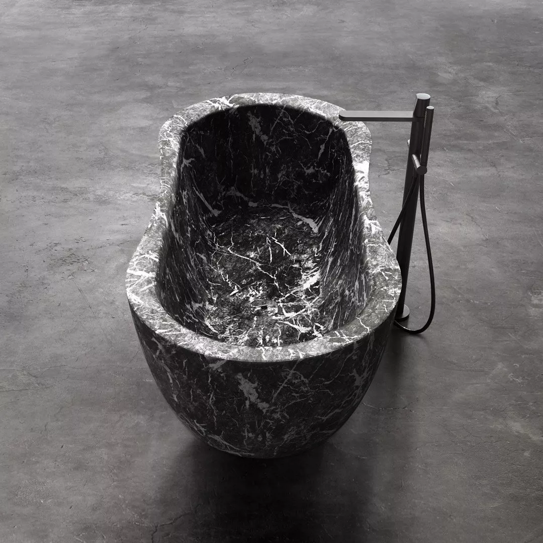 antoniolupi FIDA freistehende Oval-Badewanne aus Naturstein, 170x80x55cm, grigio alpi-FIDA-GRIGIOALPI