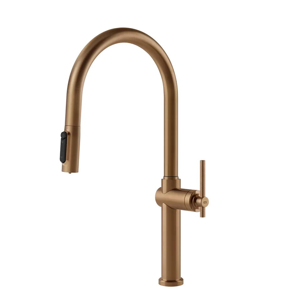 Gessi HABITO FILTERED Einhebelmischer mit Schwenkarm und Auszugsbrause mit 2 Strahlfunktionen, mit Filterwasserfunktion, zur Kombination mit dem Filtrationskit 01595, warmes bronze gebürstet PVD - 60872726
