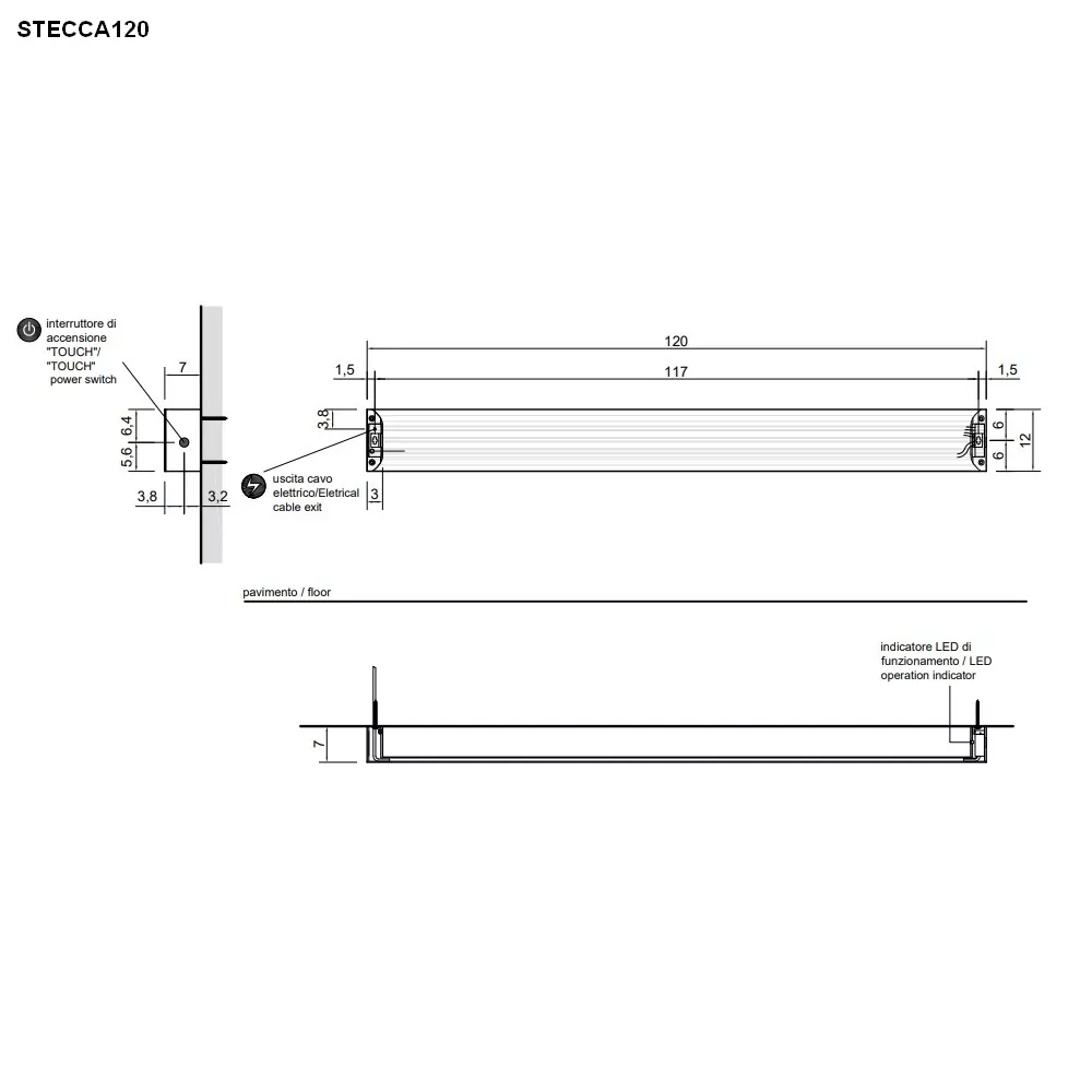 antoniolupi STECCA Design-Handtuchwärmer, Elektroversion, B:120cm, weiß matt-STECCA120