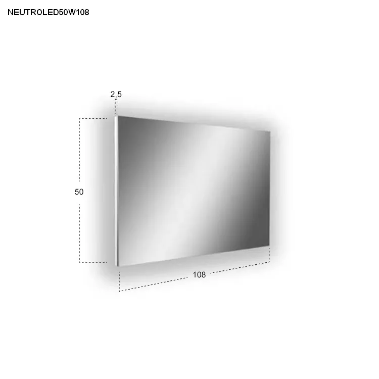 antoniolupi NEUTROLED rechteckiger LED-Spiegel, H:50cm, B:108cm, Lichtfarbe:4000K, neutralweiß-NEUTROLED50W108
