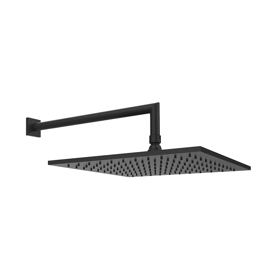 Gessi EMPORIO Antikalk-Kopfbrause zur Wandmontage, 300x300mm, mit Gelenk, rundem Wandarm 345mm und quadratischer Rosette 45mm, Funktion: Regen, 1/2 Anschluss, bei 3 bar Druck ca. 9 l/min, schwarz matt - 47364299 Gessi EMPORIO Antikalk-Kopfbrause zur Wandmontage, 300x300mm, mit Gelenk, rundem Wandarm 345mm und quadratischer Rosette 45mm, Funktion: Regen, 1/2 Anschluss, bei 3 bar Druck ca. 9 l/min, schwarz matt - 47364299