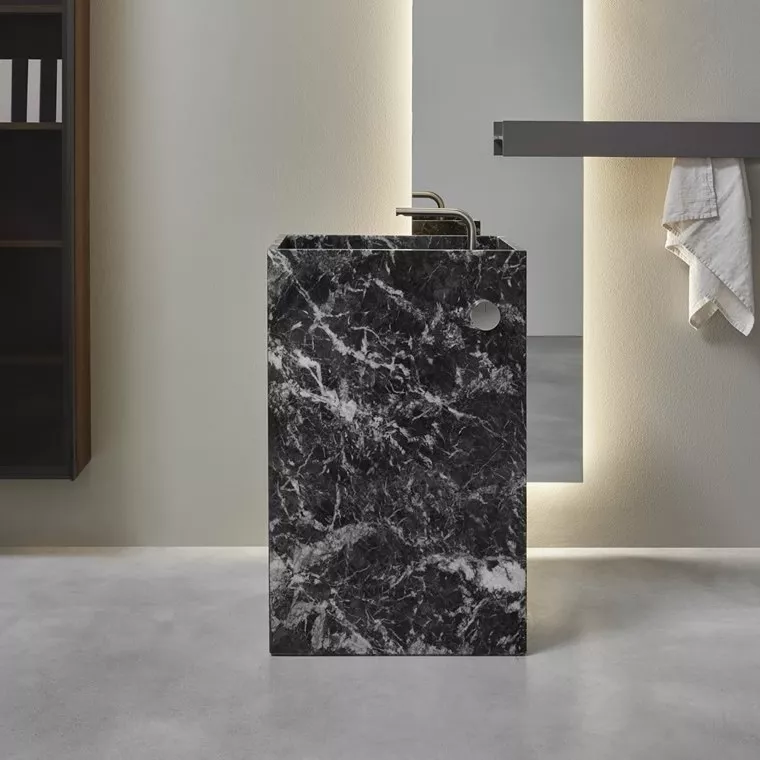 antoniolupi MYSTREET freistehendes Waschbecken aus Naturstein, 54x40x85cm, grigio lavico-MYSTRFLB154-GRIGIOLAVICO