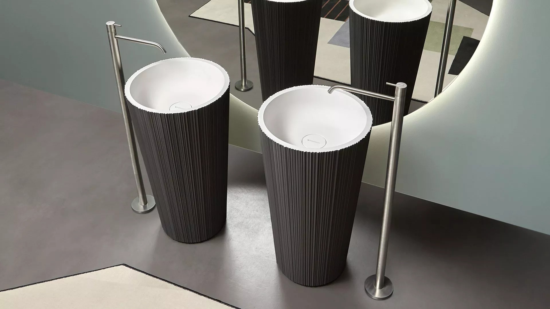 antoniolupi PLISSÉ freistehendes Waschbecken, D:47cm, H:85cm, weiß matt-PLISSE