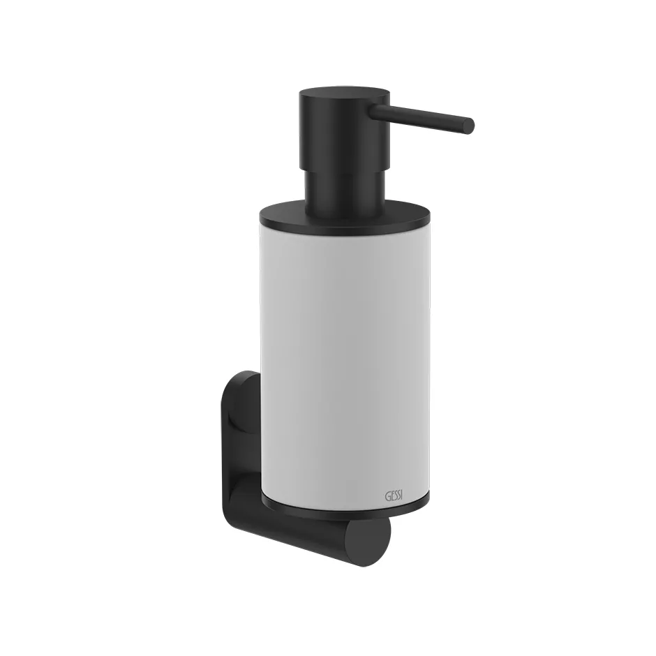 Gessi 316 Seifenspender mit weißem Behälter zur Wandmontage, schwarz matt - 54713299