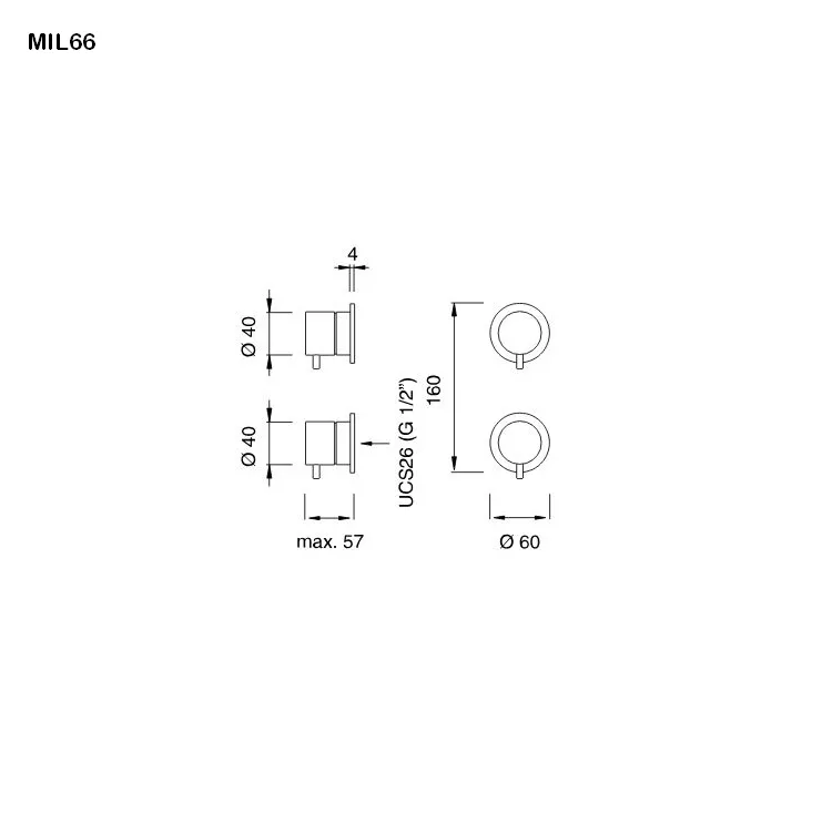 cea MIL 66 Wand-Thermostat mit Aqua-Stop-System und 2/3-Wege-Umstellung, edelstahl satiniert-MIL66S