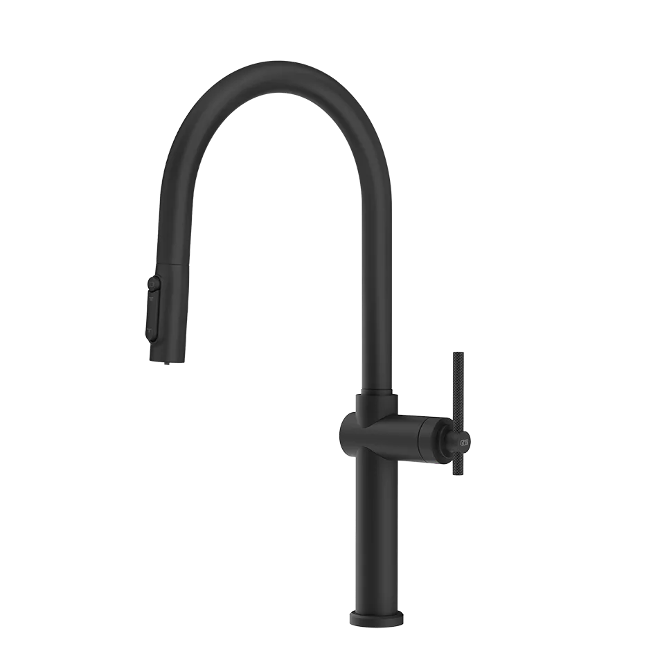 Gessi HABITO FILTERED Einhebelmischer mit Schwenkarm und Auszugsbrause mit 2 Strahlfunktionen, mit Filterwasserfunktion, zur Kombination mit dem Filtrationskit 01595, schwarz matt - 60872299