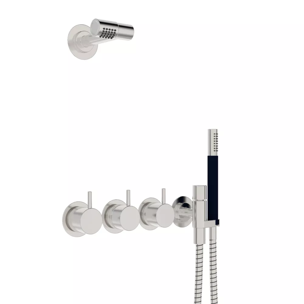 vola 5471R-081 Unterputz-Brause-Thermostat mit 2-Wege-Umstellung und Wand-Kopfbrause 080, chrom-5471R-081-16