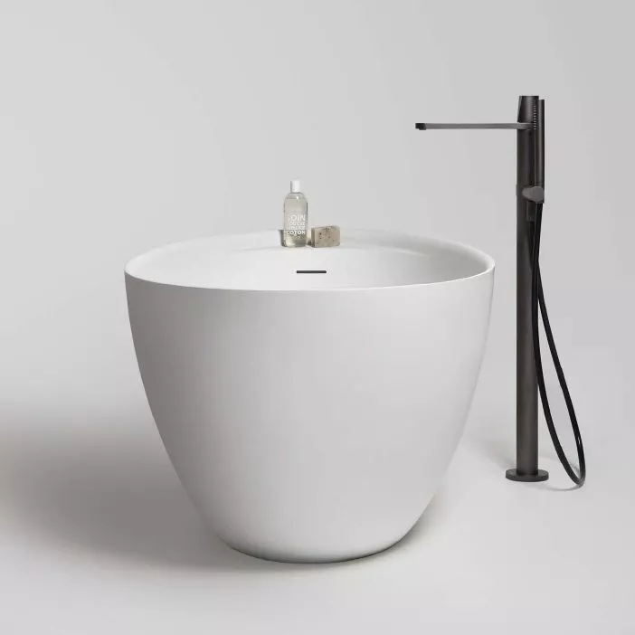 antoniolupi ECLIPSE SMALL freistehende Badewanne, 160x75x53cm, weiß matt, Ablaufgarnitur weiß matt-ECLIPSES