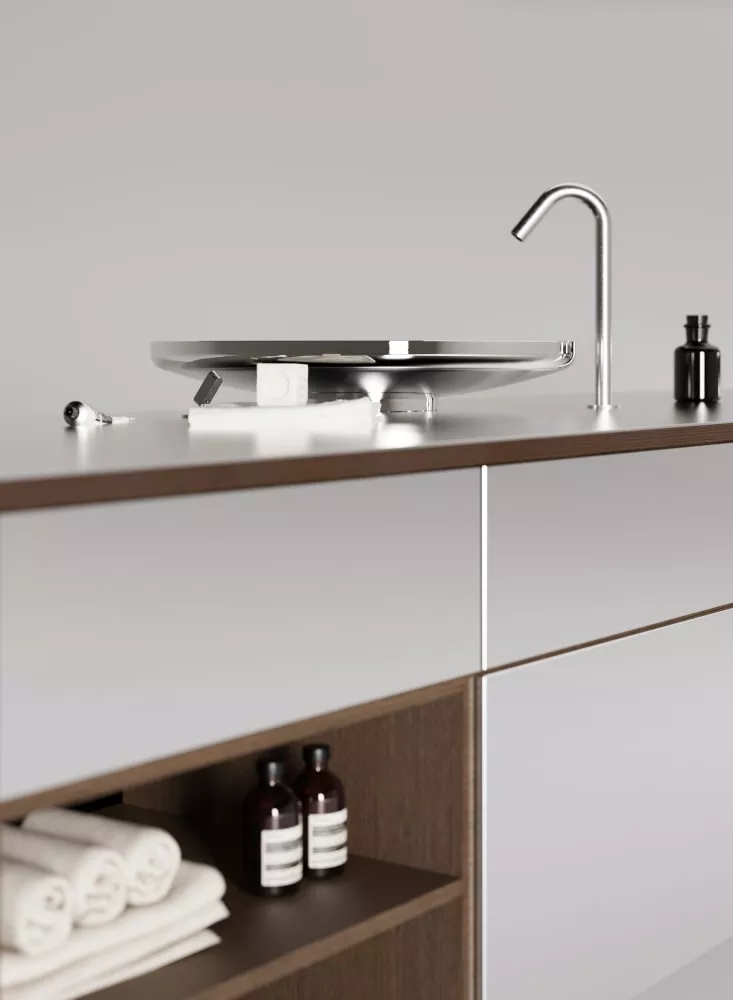 Agape UFO Aufsatzbecken aus Edelstahl, Durchmesser: 60cm, Höhe: 9,5cm, inklusive Ablaufgarnitur, edelstahl poliert - ACERUFO95A