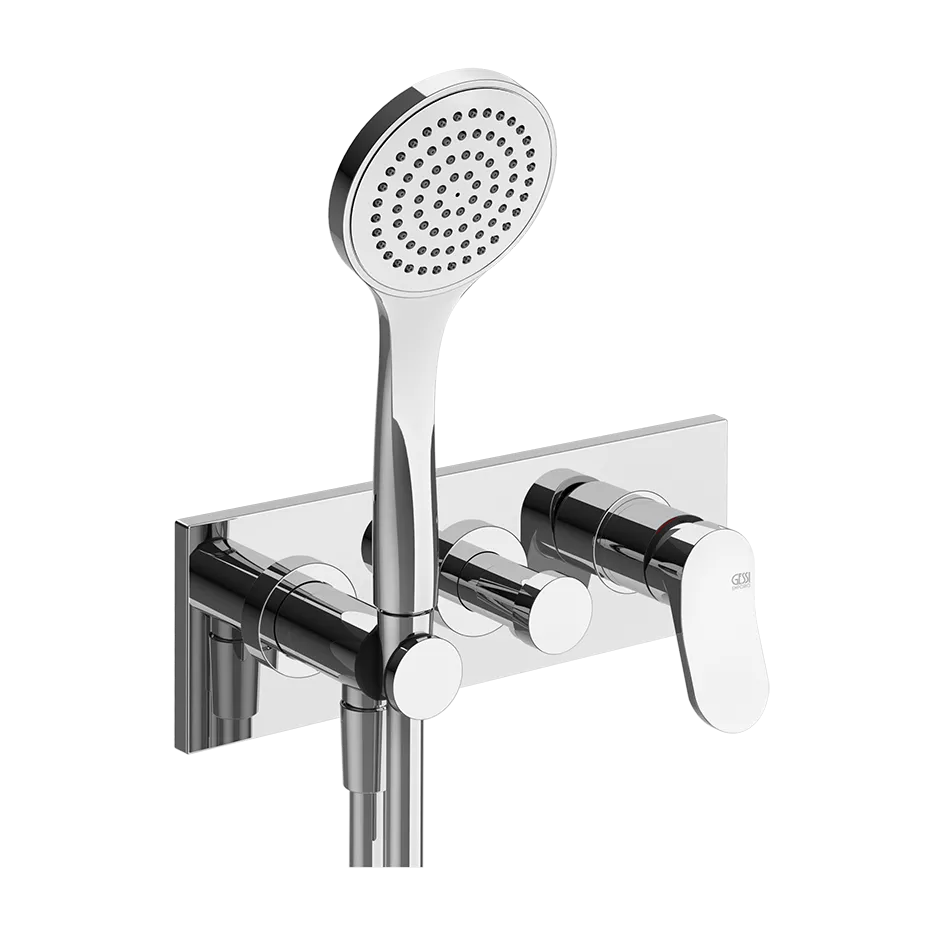 Gessi VIA MERAVIGLI Fertigmontageset für Dusch-Einhebelmischer zur Wandmontage, mit automatischem 2-Wege-Umsteller zum Drücken, Wandanschlussbogen, Schlauch 1,50m und Antikalk-Handbrause, chrom - 56040031 Gessi VIA MERAVIGLI Fertigmontageset für Dusch-Einhebelmischer zur Wandmontage, mit automatischem 2-Wege-Umsteller zum Drücken, Wandanschlussbogen, Schlauch 1,50m und Antikalk-Handbrause, chrom - 56040031