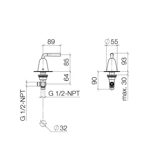 Villeroy & Boch DOMICIL Seitenventil rechtsschließend warm chrom-20000901-00