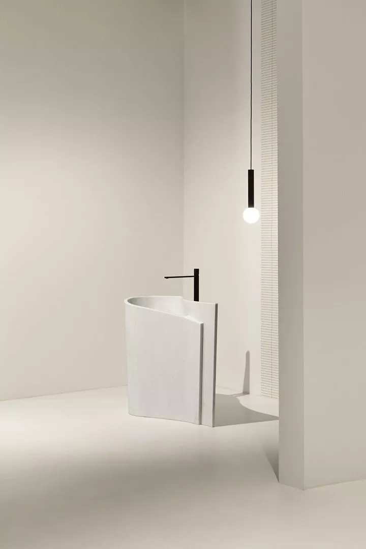 antoniolupi WAVE freistehendes Waschbecken aus Marmor, 103x45x85cmWAVE-ACQUABIANCA