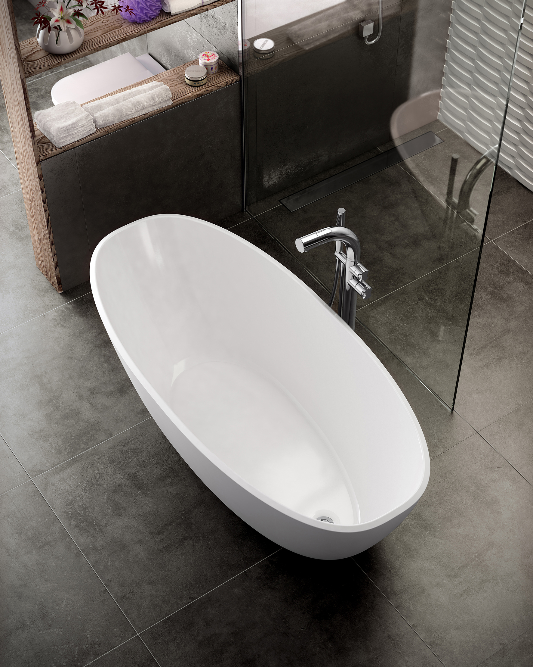 victoria + albert MOZZANO freistehende Badewanne, 165x74x50cm-MOZ-N-SW-NO