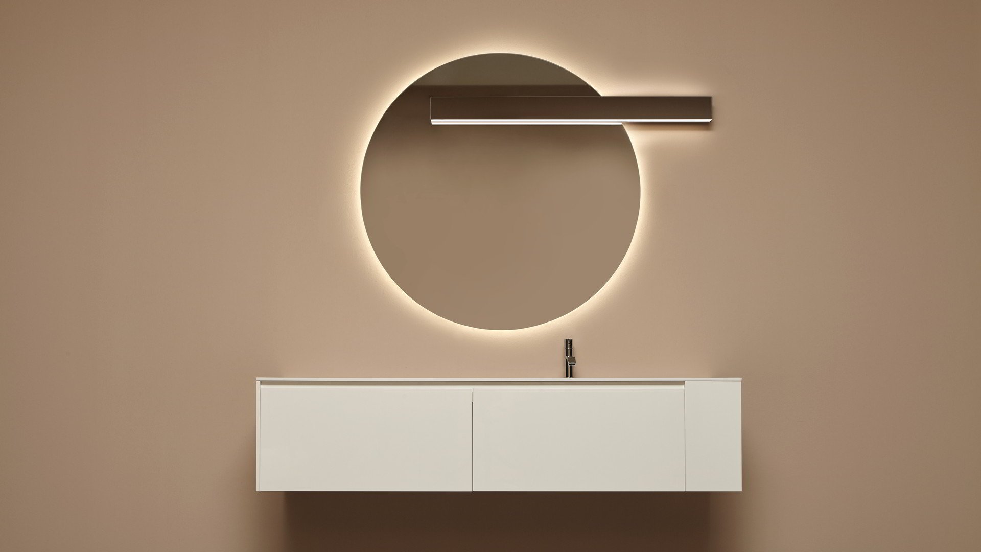 antoniolupi CIRCUS runder LED-Spiegel mit LUCENTE-Leuchte, Durchmesser: 90cm, Version rechts, Lichtfarbe: 3000K, warmweiß-CIRCUS190W-DX-3000