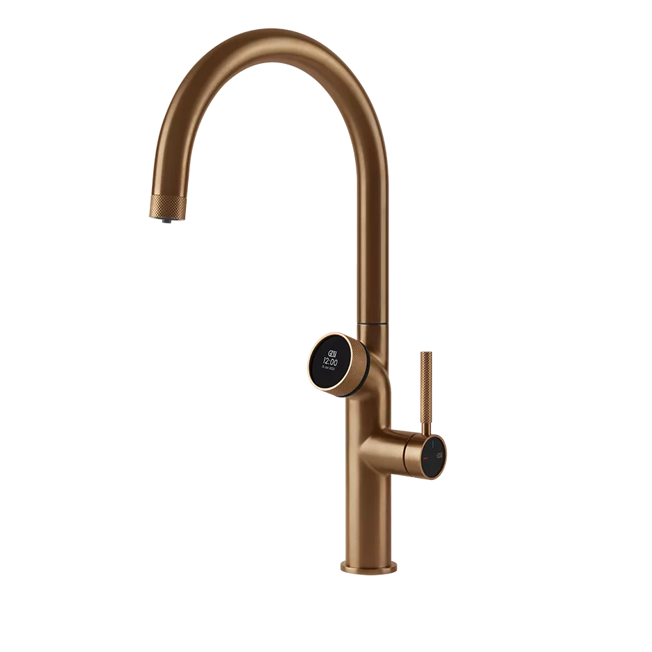 Gessi VITA GESSI Multifunktionsspender mit digitalem Wahlschalter und Einhebelmischer mit schwenkbarem Auslauf, zu kombinieren mit Kühleinheit 60802 und/oder Heißwassereinheit 60806, warmes bronze gebürstet PVD - 60720726