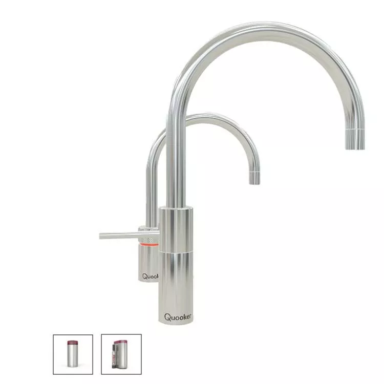 Quooker Nordic Round Twintaps Mischbatterie und Kalt- und Kochendwasserspender-22NRCHRTTCUBE Quooker Nordic Round Twintaps Mischbatterie und Kalt- und Kochendwasserspender-22NRCHRTTCUBE