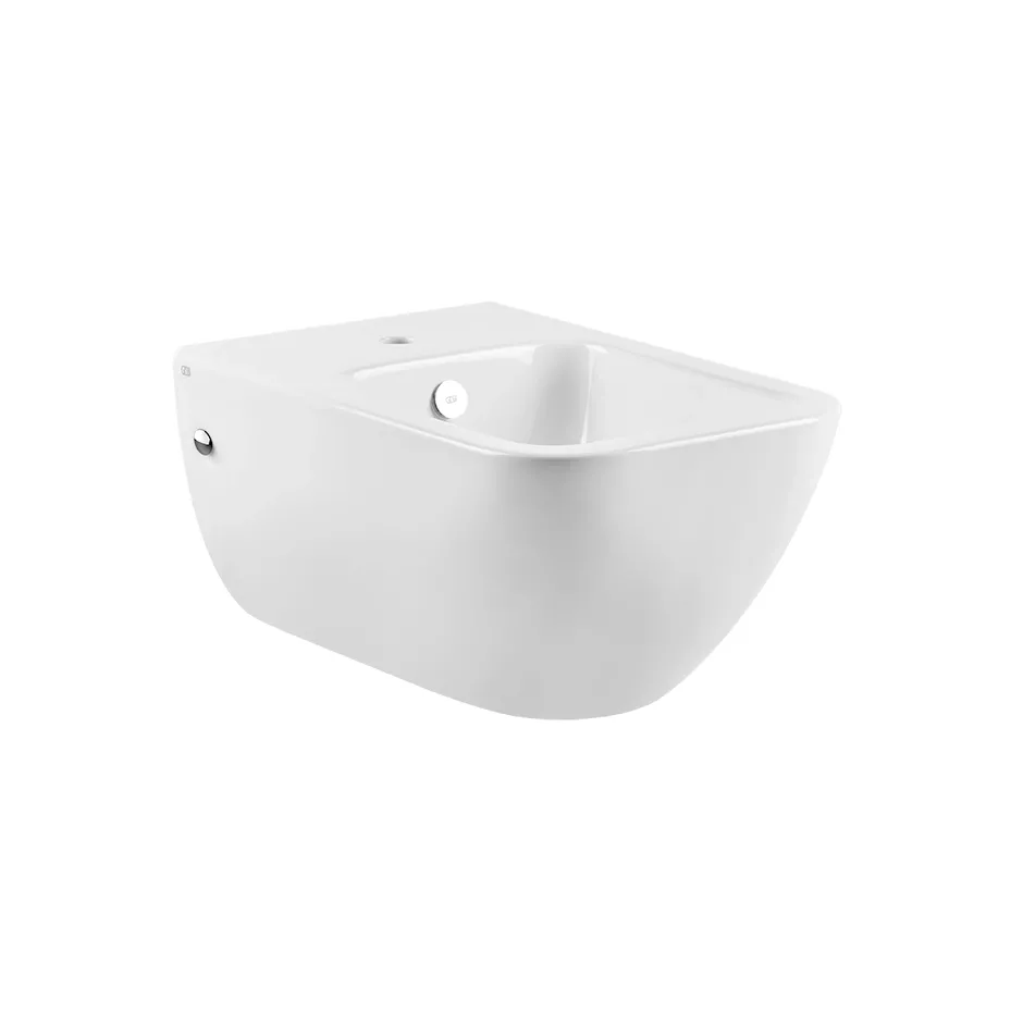Gessi 316 Bidet mit Armaturenbohrung und Überlauf aus Keramik zur Wandmontage, inkl. Deckel für Überlauf und seitlichen Abdeckkappen in chrom, keramik weiß - 39115518