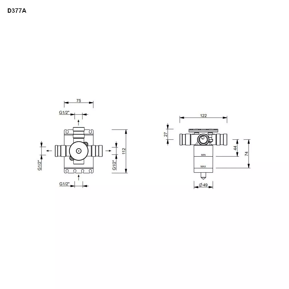 Fantini NOSTROMO Unterputz-Einbauteil-3-Wege-Umstellung 1/2¨-1900D377A