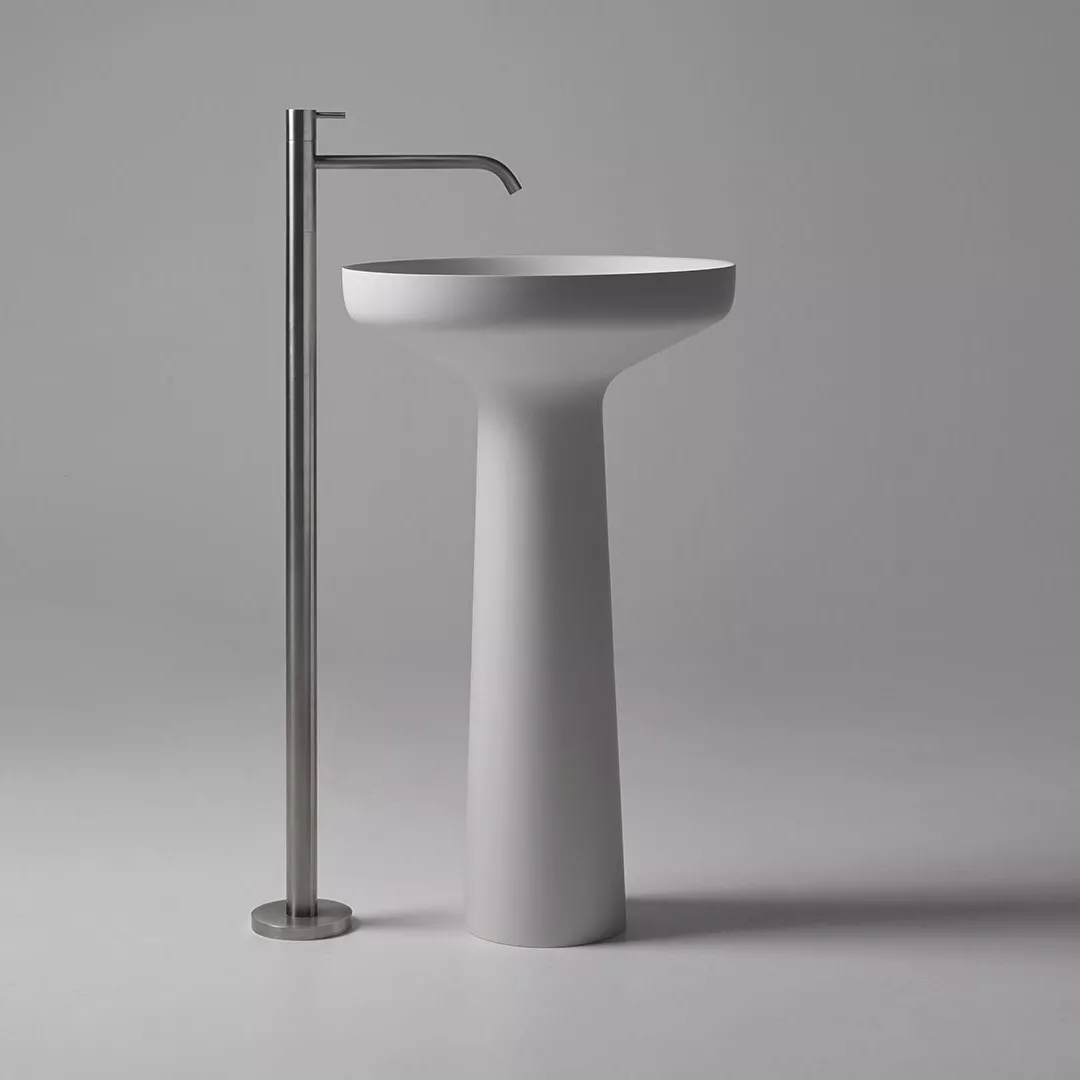 antoniolupi AGO freistehendes Waschbecken, D:50cm, H:85cm, weiß matt, Ablaufgarnitur weiß matt-AGO85