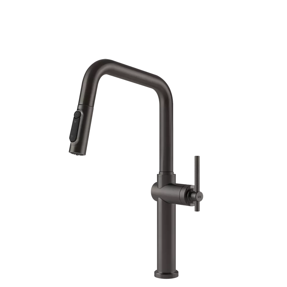 Gessi HABITO FILTERED Einhebelmischer mit Schwenkarm und Auszugsbrause mit 2 Strahlfunktionen, mit Filterwasserfunktion, zur Kombination mit dem Filtrationskit 01595, metall schwarz gebürstet PVD - 60852707
