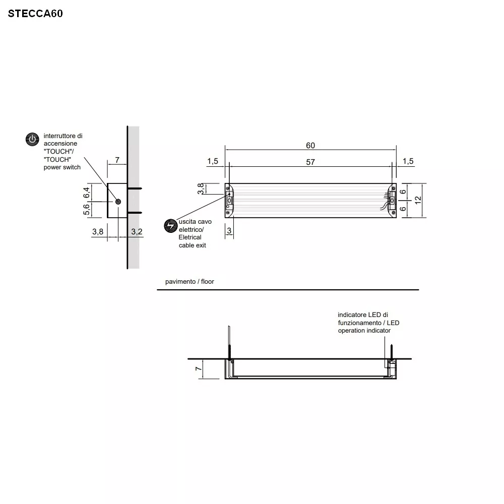 antoniolupi STECCA Design-Handtuchwärmer, Elektroversion, B:60cm, weiß matt-STECCA60