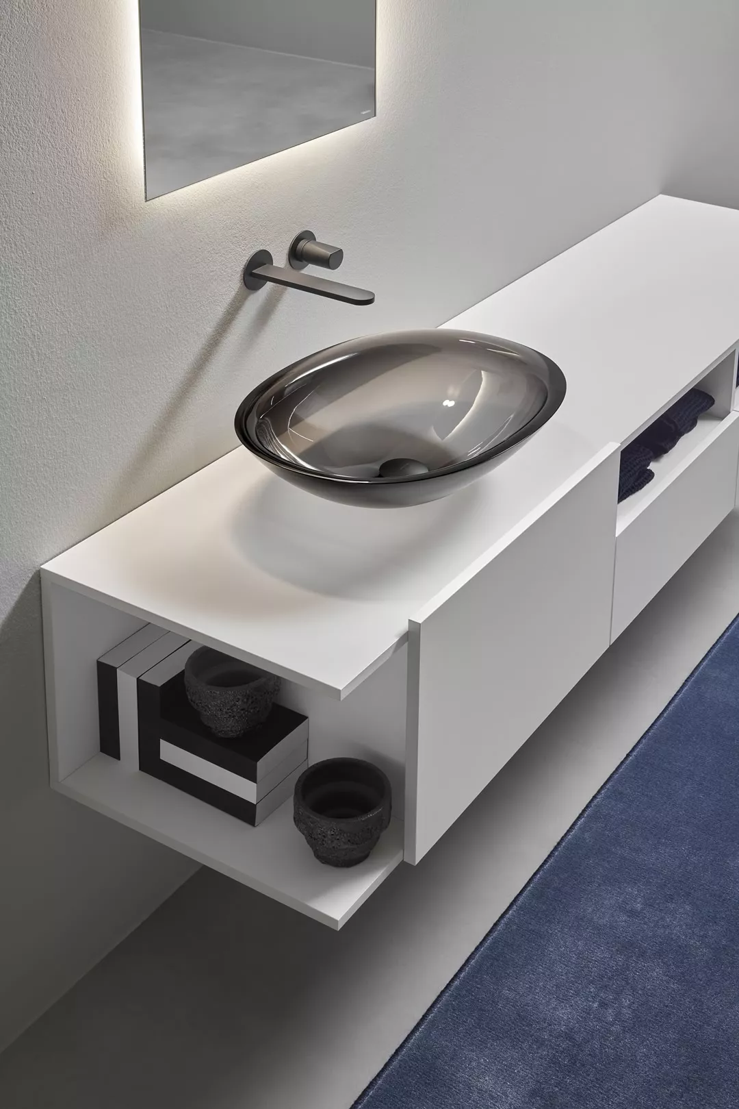 antoniolupi SERVO ovales Aufsatzbecken aus Cristalmood®, Breite: 54cm, Tiefe: 40cm, fumé-SRTR54C-FUME
