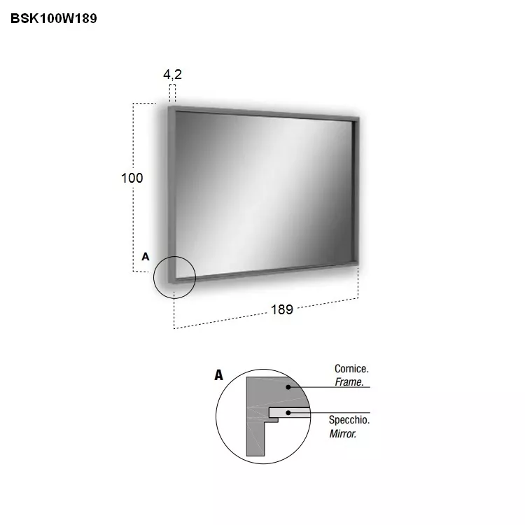 antoniolupi BESPOKE rechteckiger LED-Spiegel, 4000K-BSK100W189
