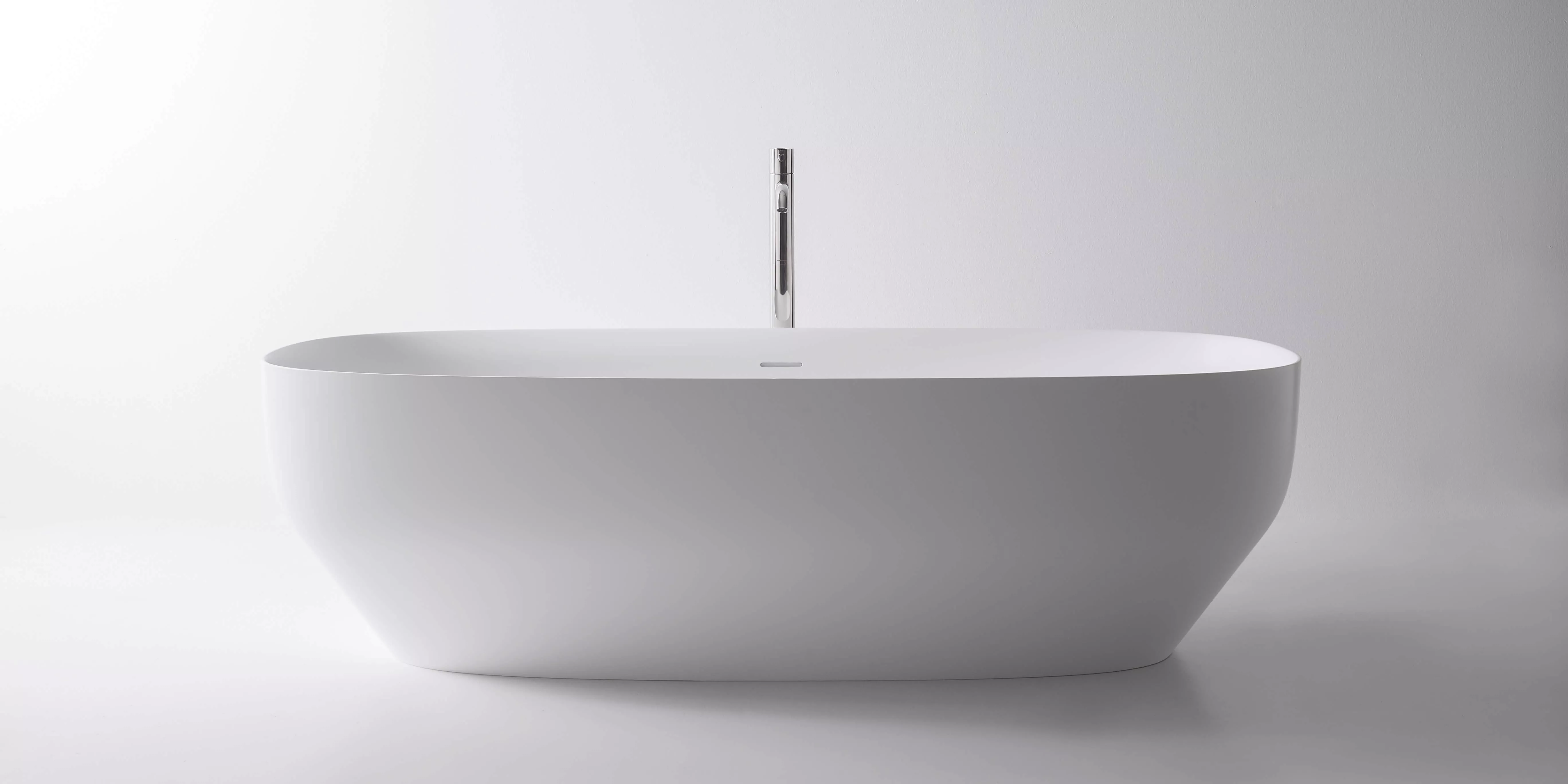 antoniolupi AGO freistehende Badewanne, 175x80x50cm, weiß matt, Ablaufgarnitur weiß matt-AGO4C