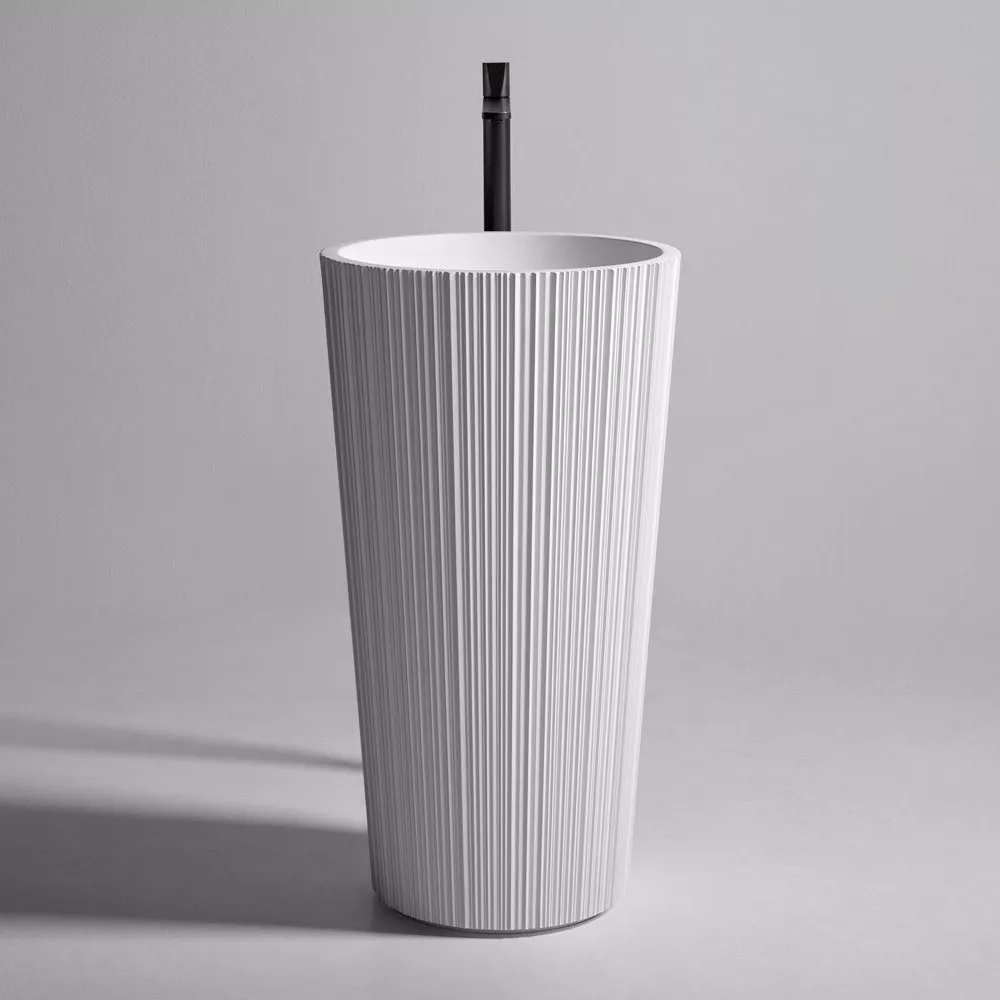 antoniolupi PLISSÉ freistehendes Waschbecken, D:47cm, H:85cm, weiß matt-PLISSE