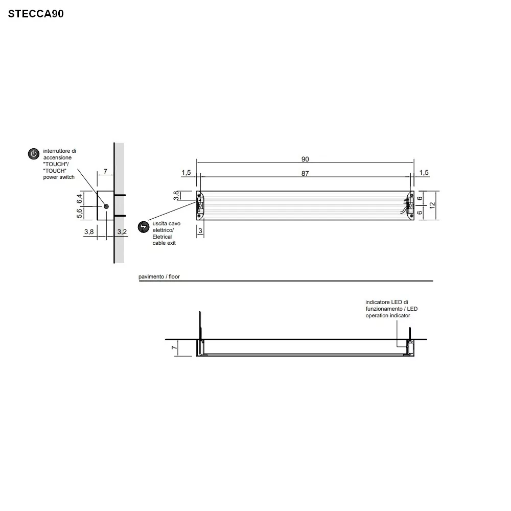antoniolupi STECCA Design-Handtuchwärmer, Elektroversion, B:90cm, weiß matt-STECCA90