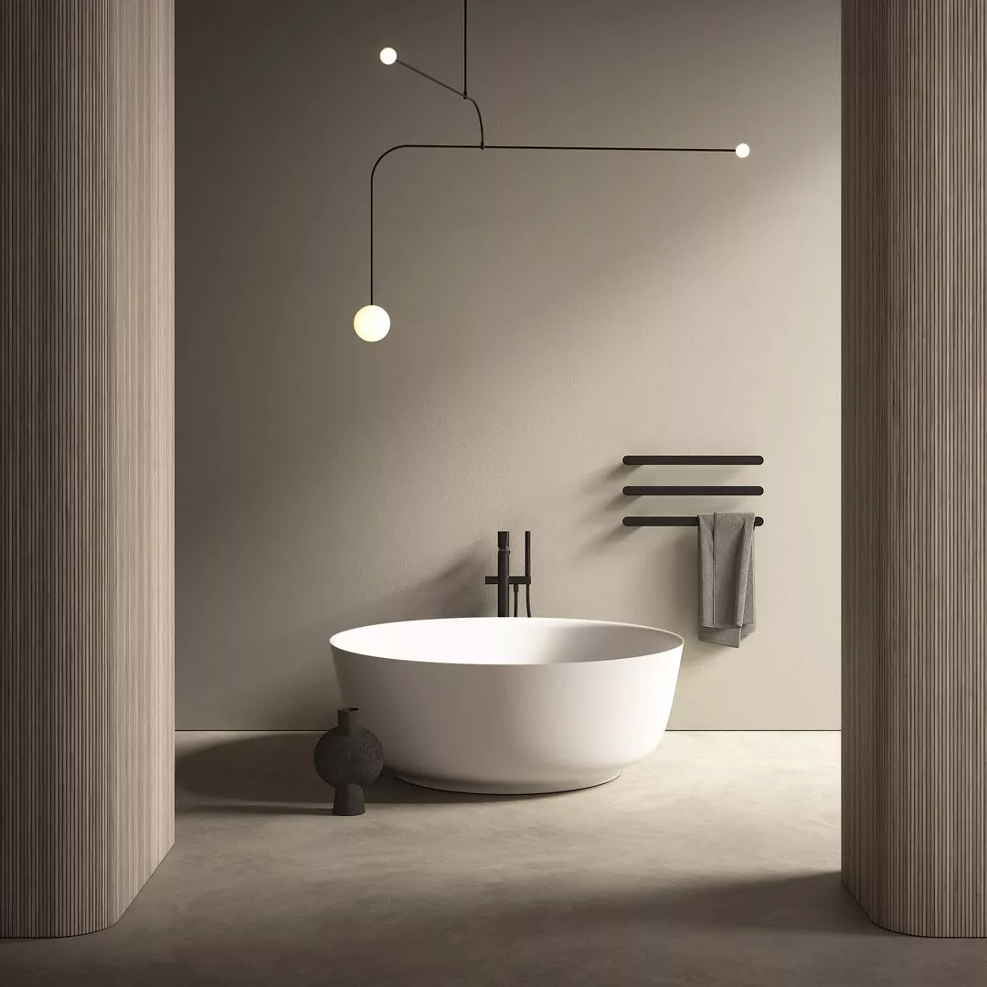 antoniolupi ORION freistehende Badewanne aus Cristalplant®, Durchmesser: 135cm, Höhe: 50cm, weiß matt - ORION135