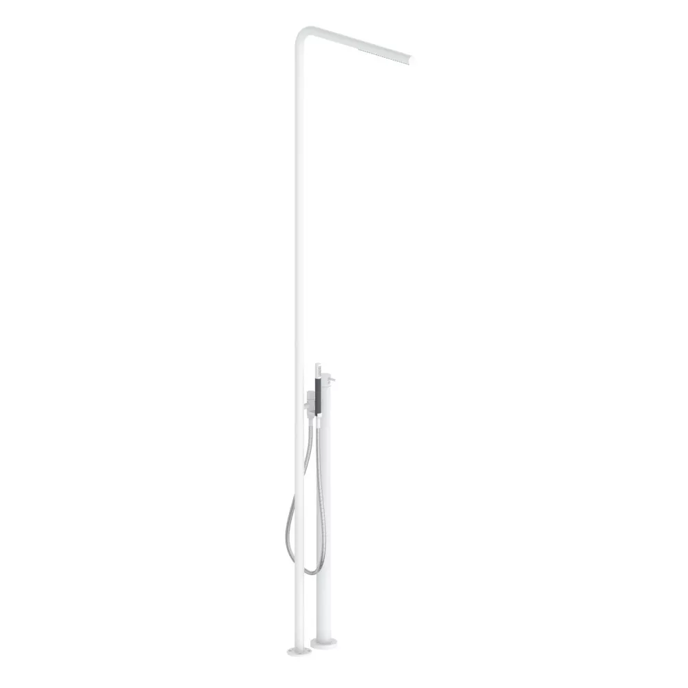 vola FS3 freistehender Brause-Einhebelmischer mit Handbrause, Tiefe:540mm, Hebel:25mm, weiß matt-FS3-28