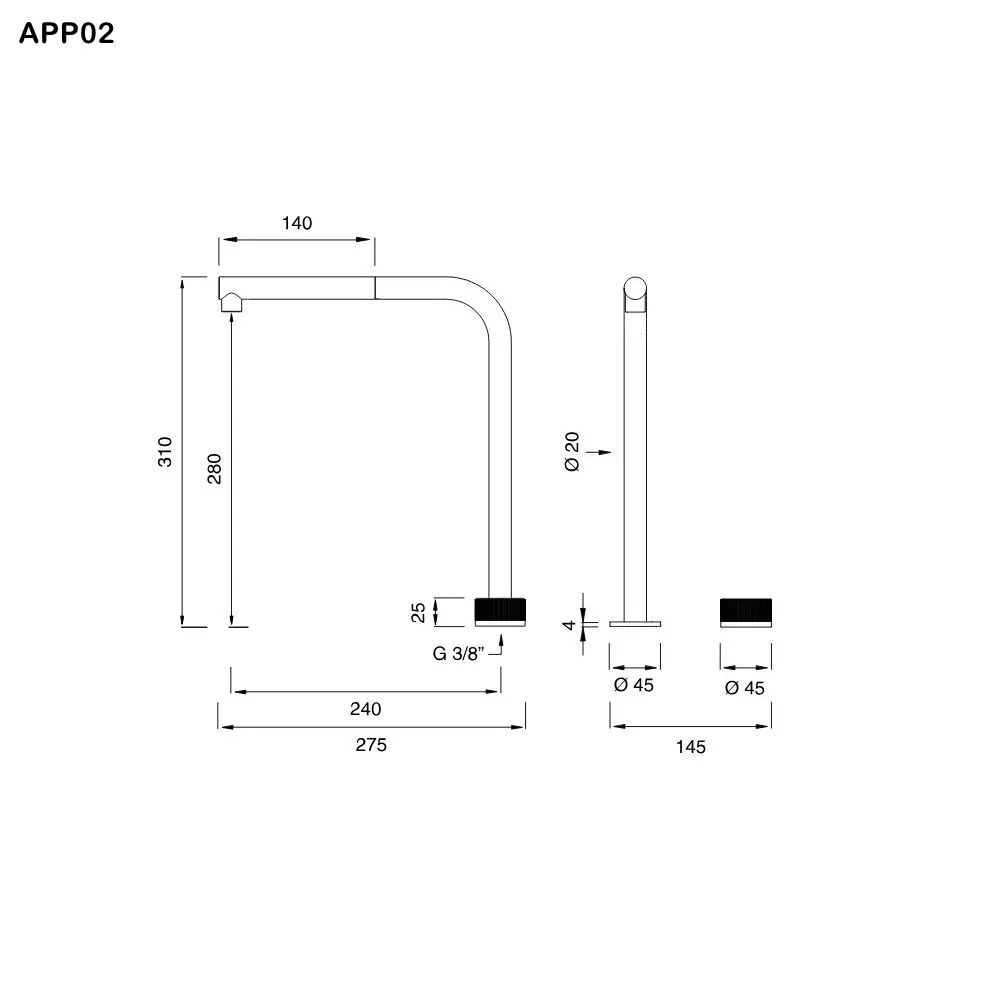 ceadesign APP Progressiver Zweiloch-Mischer mit schwenkbarem Auslauf und herausziehbarer Handbrause, Ausladung: 240mm, edelstahl satiniert-APP02S