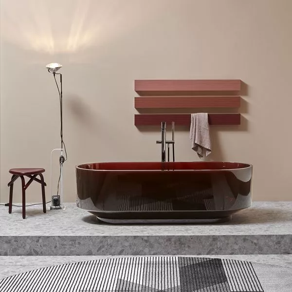 antoniolupi BORGHI freistehende Badewanne aus Cristalmood®, 180x75x53cm, notturno, Ablaufgarnitur chrom-BORGHI180LU_NOTTURNO