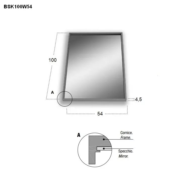 antoniolupi BESPOKE rechteckiger LED-Spiegel, 4000K-BSK100W54