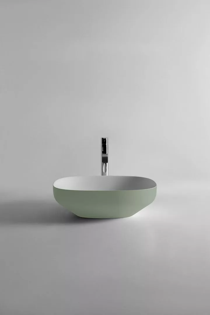 antoniolupi AGO Aufsatzbecken aus Flumood®, Breite: 50cm, Tiefe: 45cm, Höhe: 15cm, innen weiß matt, außen lackiert nach antoniolupi Farbkarte-AGO3-5-DIV