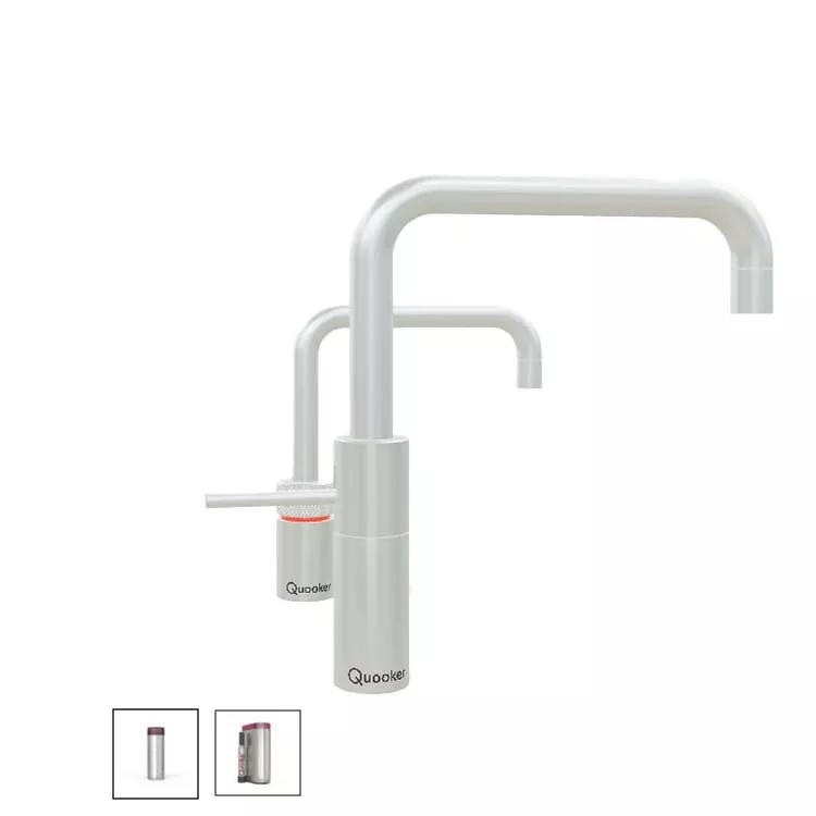 Quooker Nordic Square Twintaps Mischbatterie und Kalt- und Kochendwasserspender-3NSRVSTTCUBE