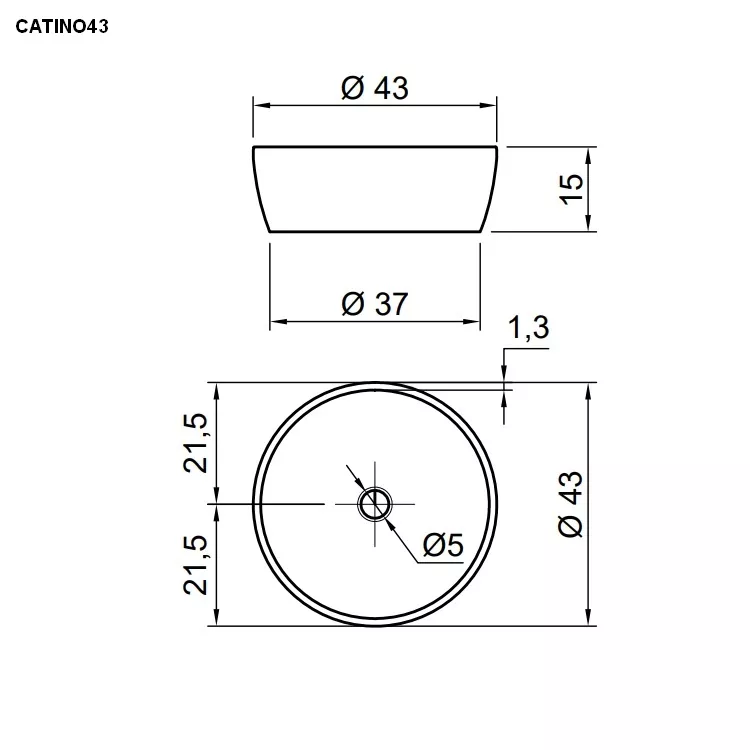 antoniolupi CATINO rundes Aufsatzbecken aus Cristalmood®, D:43cm, fumé, Ablaufgarnitur chrom-CATINO43CLU_FUME