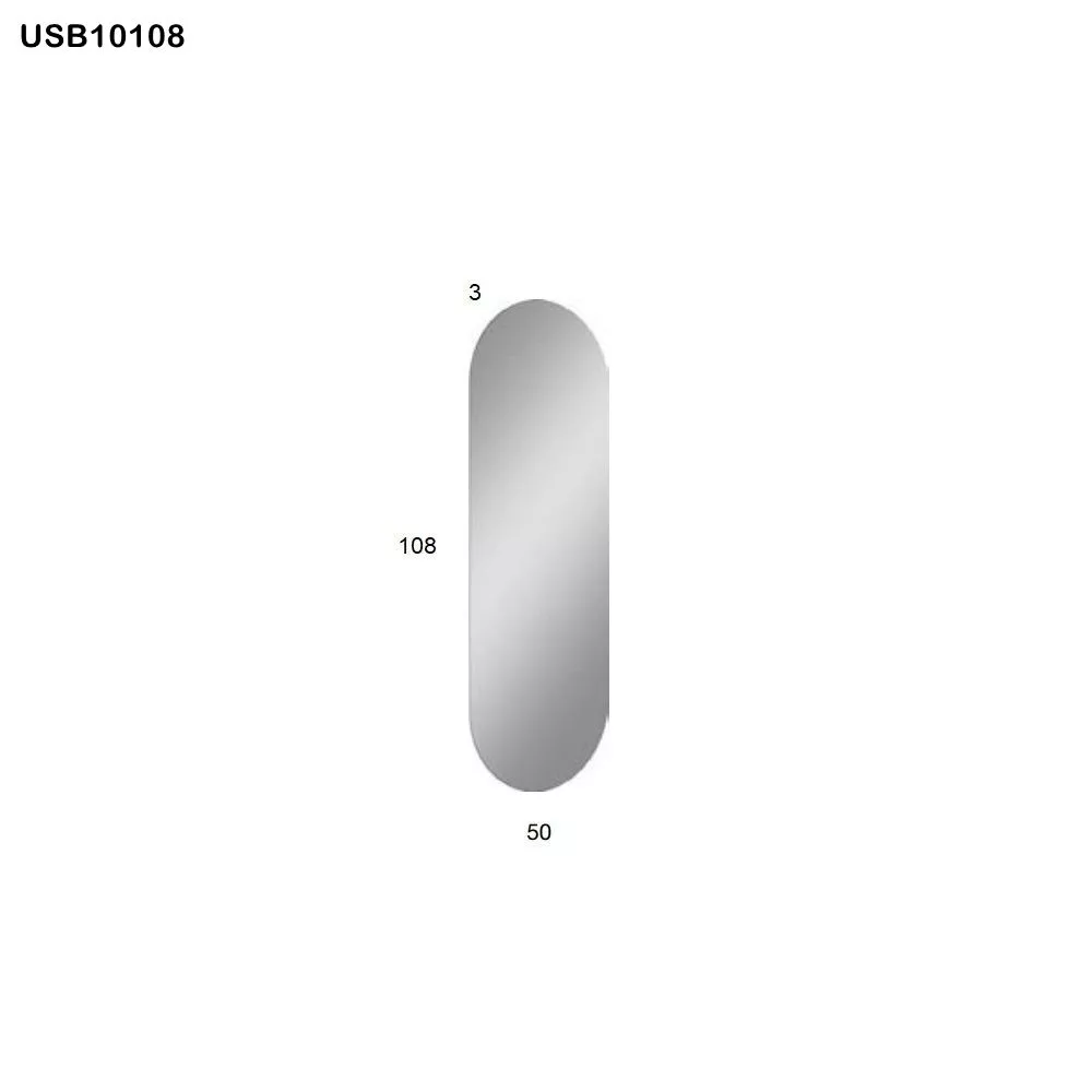 antoniolupi USB LED-Spiegel, Breite: 108cm, Höhe 50cm, oben und unten abgerundet, Lichtfarbe: 4000K, neutralweiß-USB10108W-4000