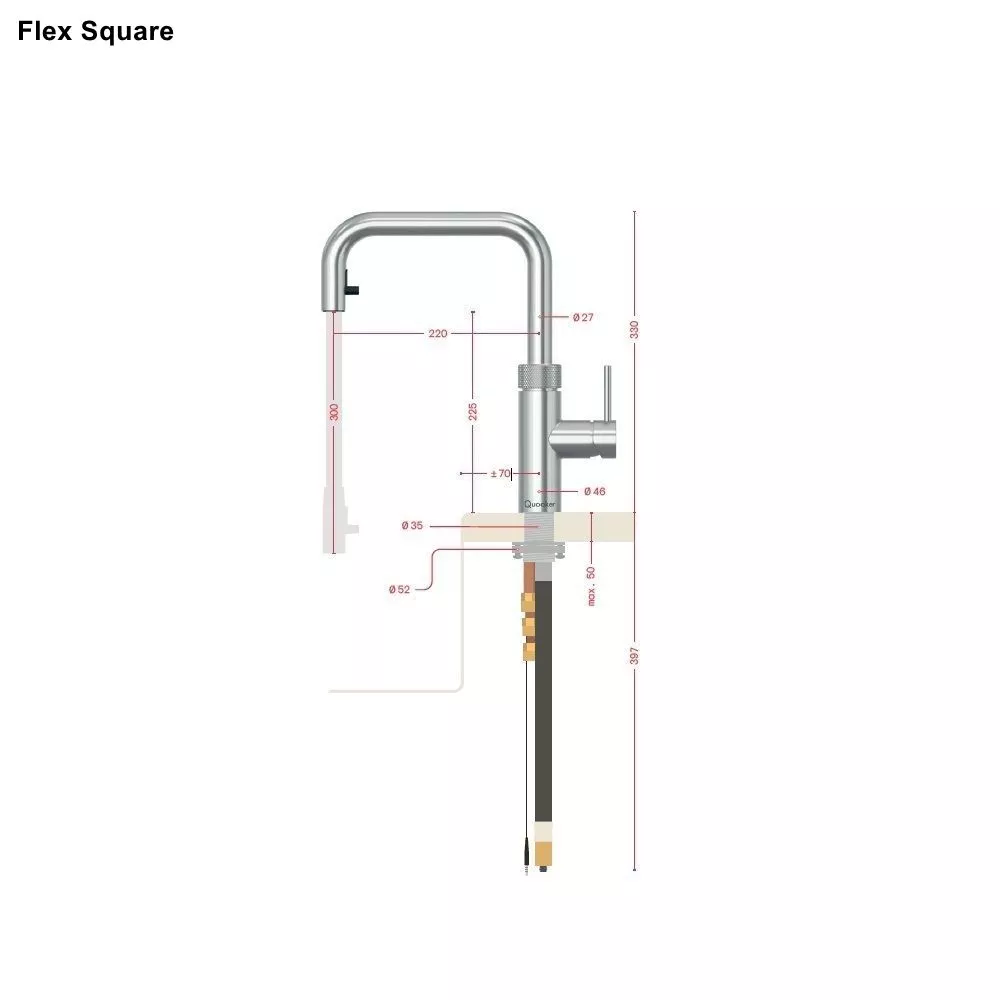 Quooker Flex Square Kalt- und Kochendwasserspender-22+FXSRCOCUBE Quooker Flex Square Kalt- und Kochendwasserspender-22+FXSRCOCUBE