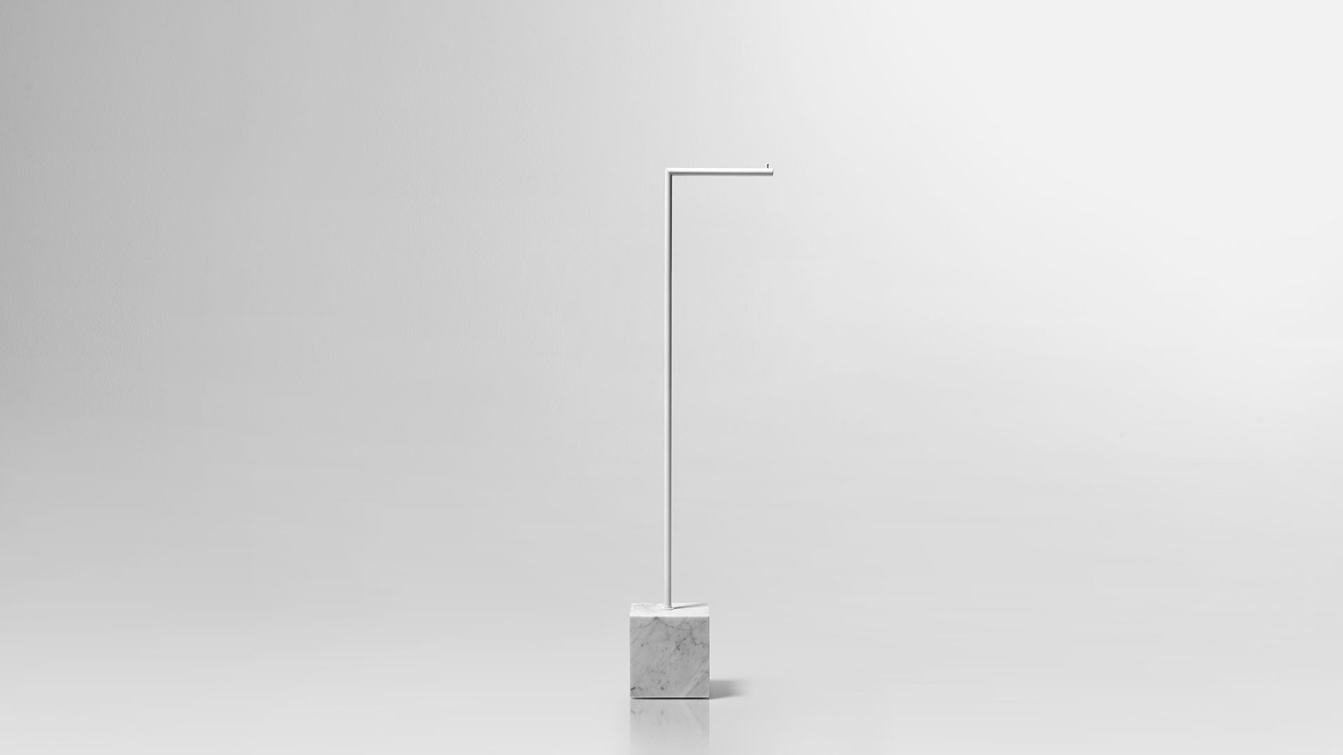 antoniolupi BIVIO Toilettenpapierhalter mit Basis aus Naturstein bianco carrara, Struktur aus Messing, weiß matt - BIVIO1-5-MC