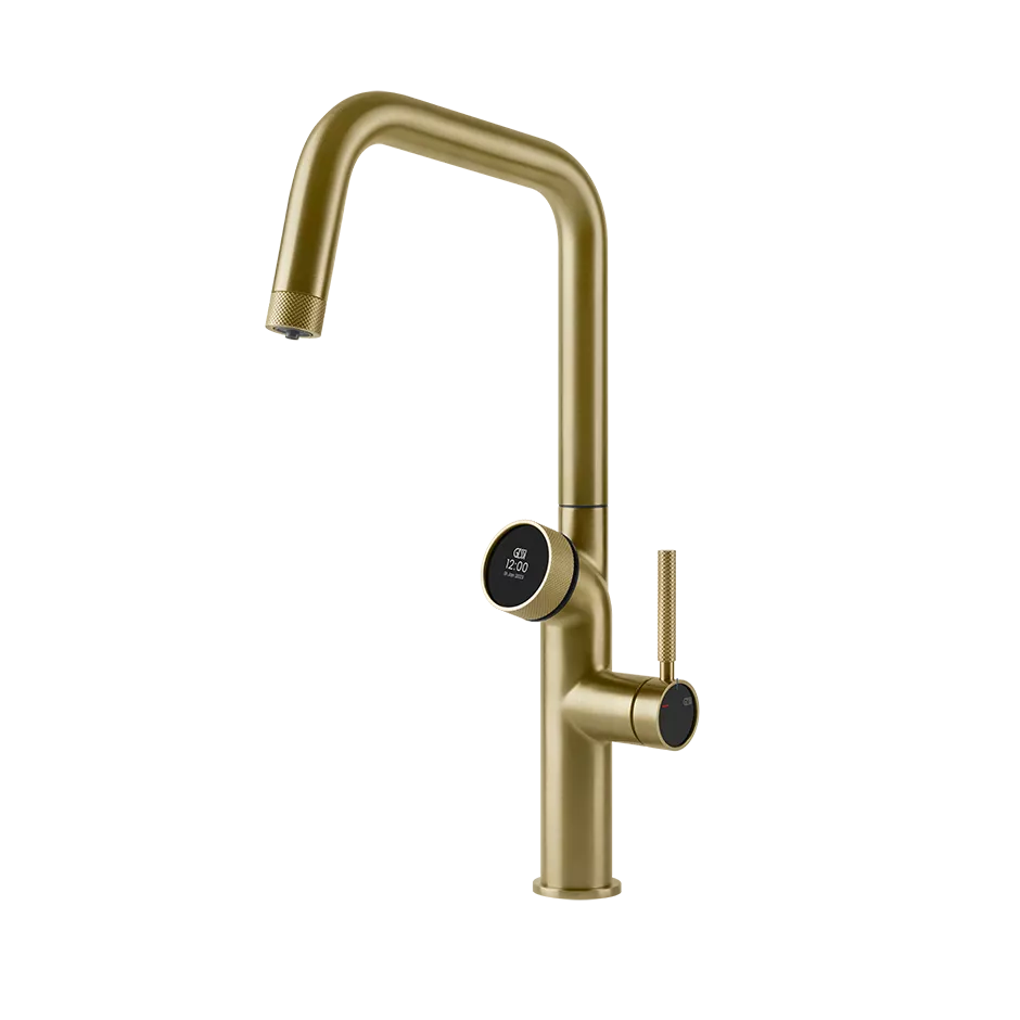 Gessi VITA GESSI Multifunktionsspender mit digitalem Wahlschalter und Einhebelmischer mit schwenkbarem Auslauf, zu kombinieren mit Kühleinheit 60802 und/oder Heißwassereinheit 60806, messing gebürstet PVD - 60721727